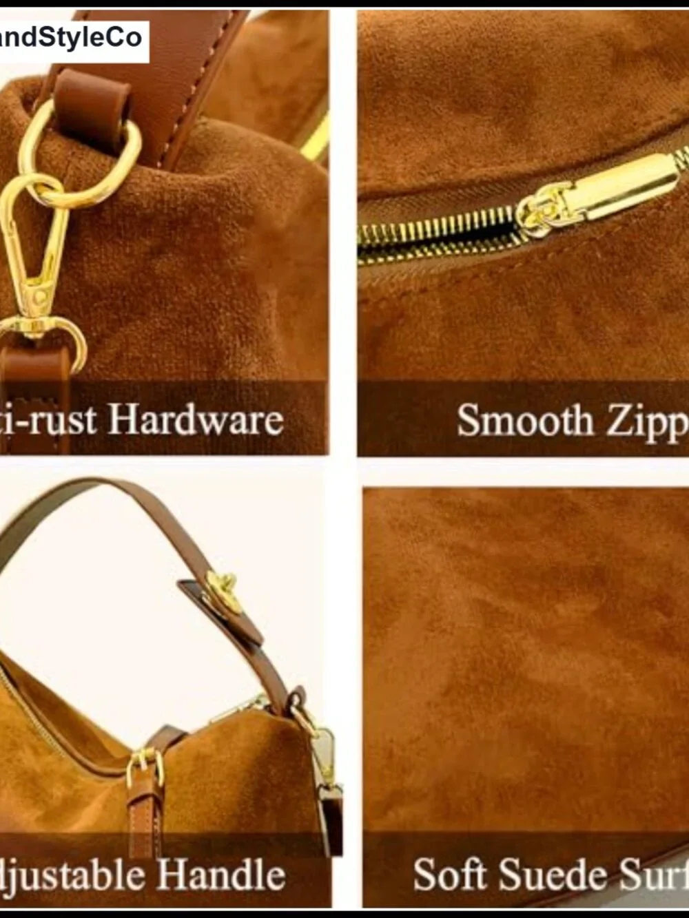 Suede Hobo Bag for Women Slouchy Tote Handbag with Adjustable Strap